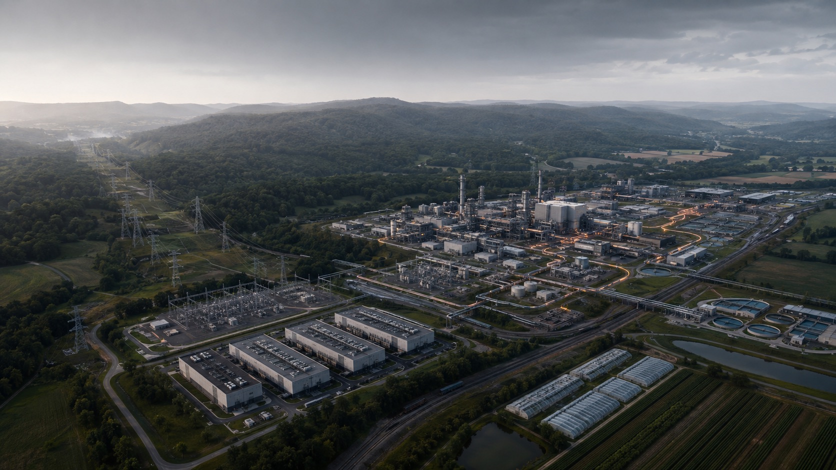 Conceptual aerial view of an industrial campus in Pike County
