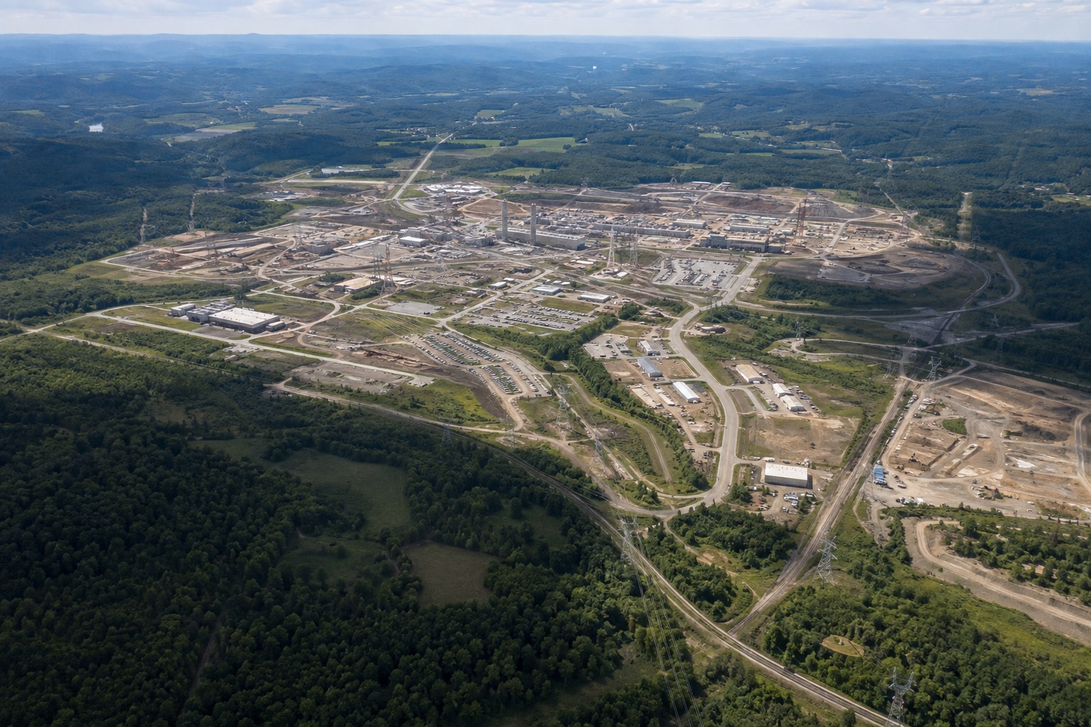 Aerial view of the Portsmouth reservation and surrounding Pike County landscape